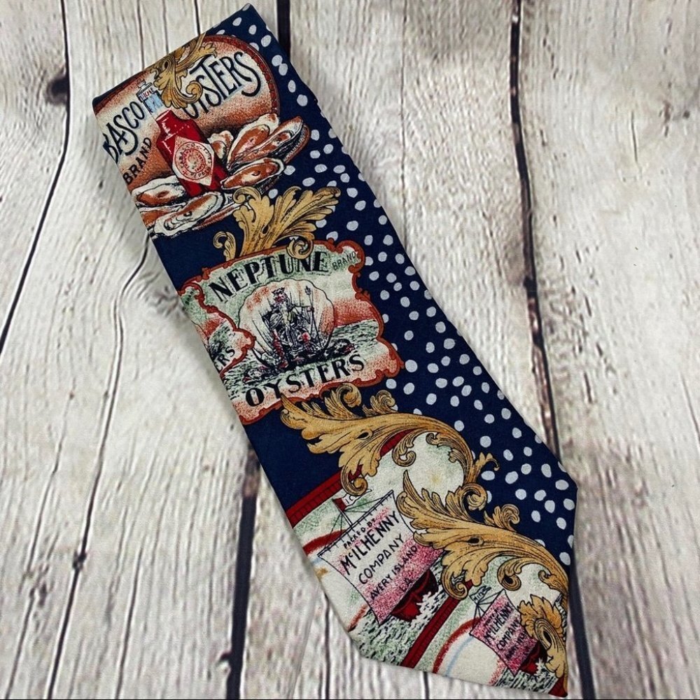 Tabasco Hot Sauce 100% Silk Tie Neptune Oyster